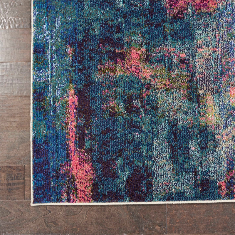 Celestial 9' x 12' Blue/Yellow Modern & Contemporary Fabric Indoor Rug