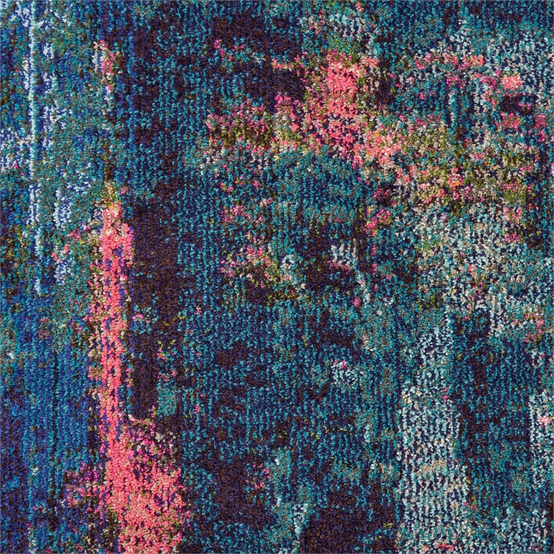 Celestial 9' x 12' Blue/Yellow Modern & Contemporary Fabric Indoor Rug