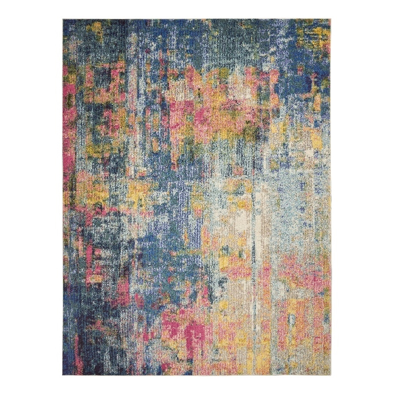 Celestial 9' x 12' Blue/Yellow Modern & Contemporary Fabric Indoor Rug