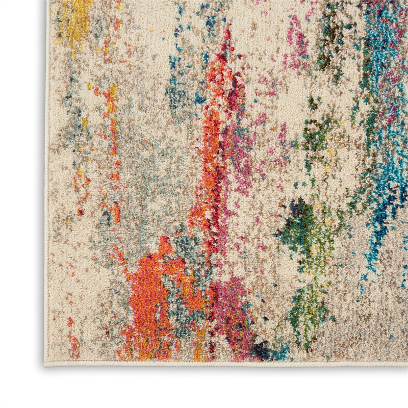 Celestial 9' x 12' Ivory/Multi-Color Fabric Modern & Contemporary Indoor Rug