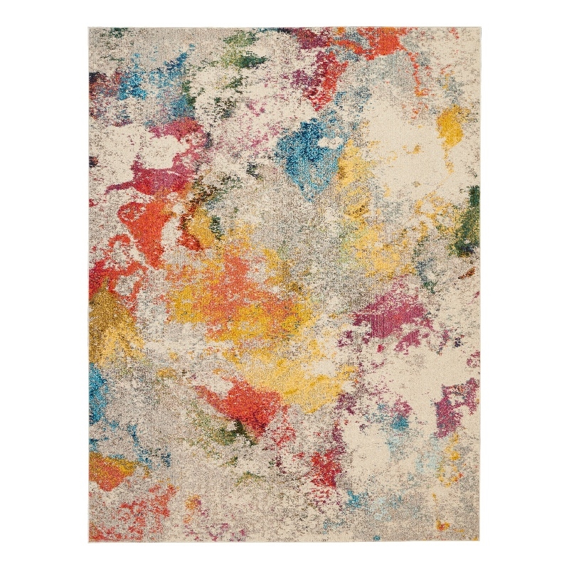 Celestial 9' x 12' Ivory/Multi-Color Fabric Modern & Contemporary Indoor Rug