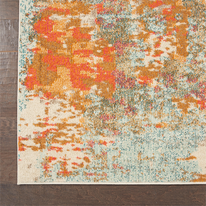 Celestial 9' x 12' Pink/Multi-Color Fabric Modern & Contemporary Indoor Rug