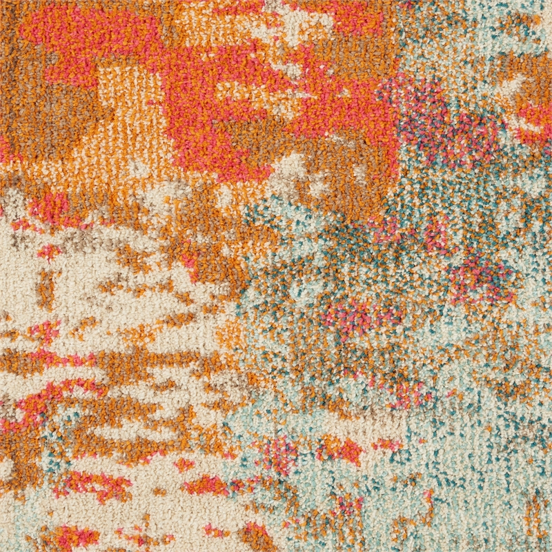 Celestial 9' x 12' Pink/Multi-Color Fabric Modern & Contemporary Indoor Rug