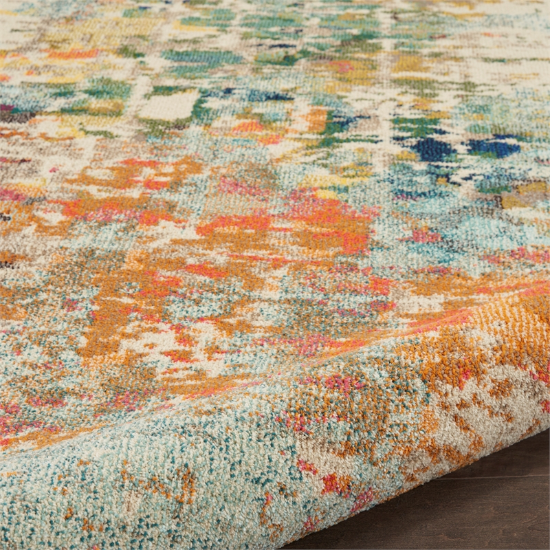 Celestial 9' x 12' Pink/Multi-Color Fabric Modern & Contemporary Indoor Rug