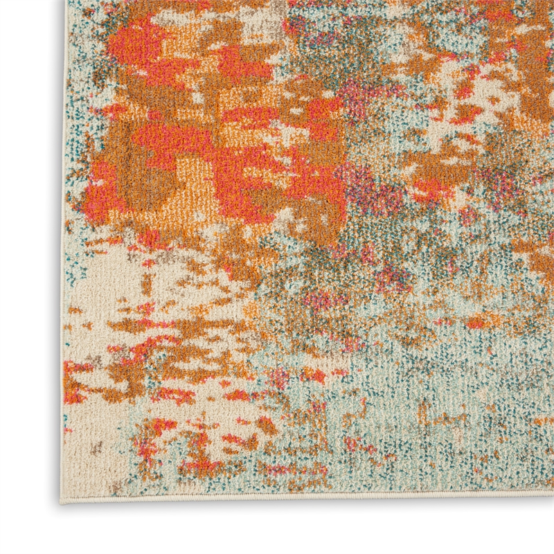 Celestial 9' x 12' Pink/Multi-Color Fabric Modern & Contemporary Indoor Rug