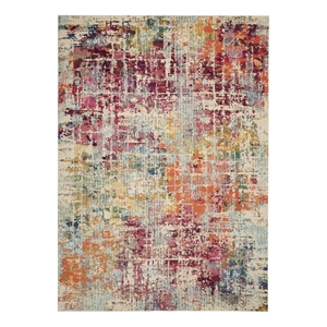 Celestial 9' x 12' Pink/Multi-Color Fabric Modern & Contemporary Indoor Rug