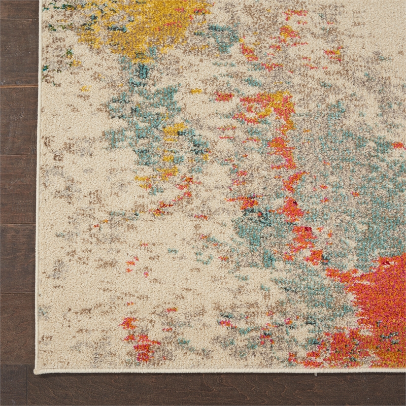Celestial 10' x 14' Ivory/Multi-Color Fabric Modern & Contemporary Indoor Rug