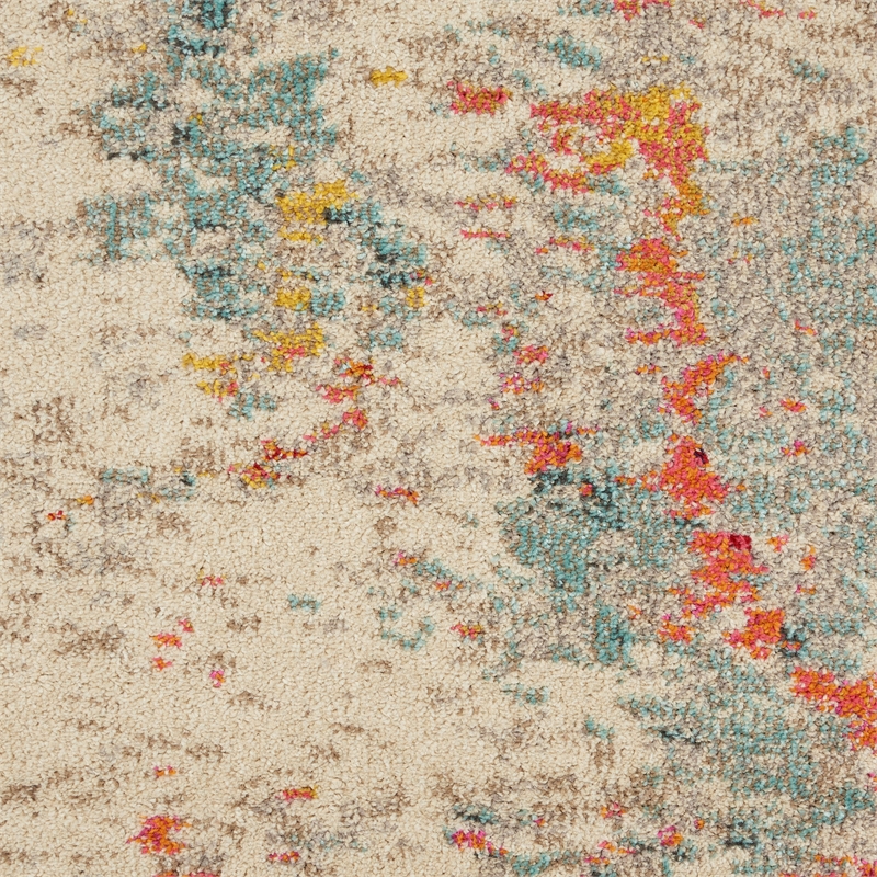 Celestial 10' x 14' Ivory/Multi-Color Fabric Modern & Contemporary Indoor Rug