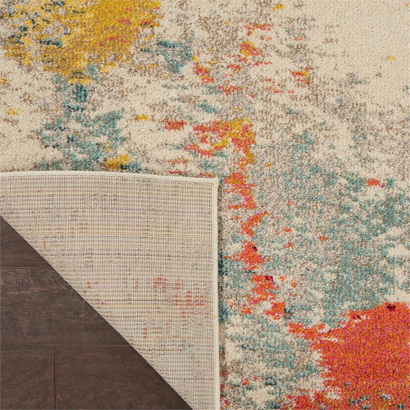 Celestial 10' x 14' Ivory/Multi-Color Fabric Modern & Contemporary Indoor Rug