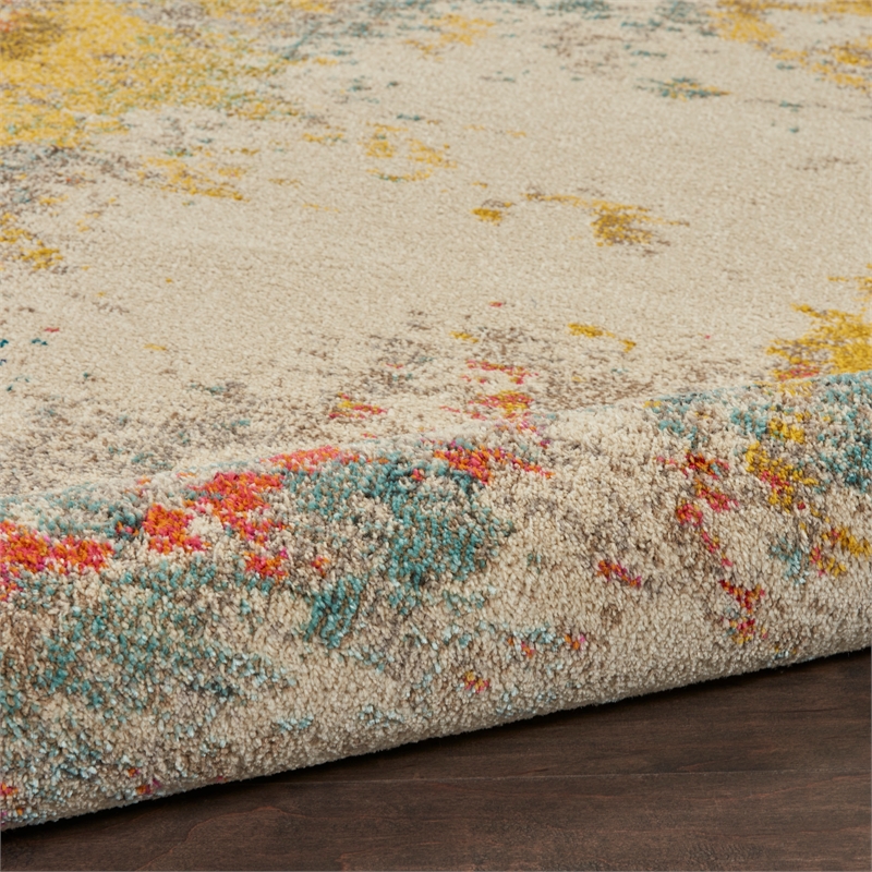 Celestial 10' x 14' Ivory/Multi-Color Fabric Modern & Contemporary Indoor Rug