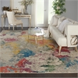 Celestial 10' x 14' Ivory/Multi-Color Fabric Modern & Contemporary Indoor Rug
