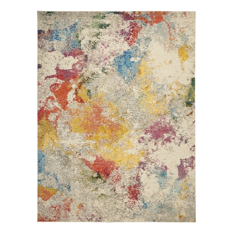 Celestial 10' x 14' Ivory/Multi-Color Fabric Modern & Contemporary Indoor Rug