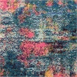 Celestial 4' x Round Blue/Yellow Modern & Contemporary Fabric Indoor Rug
