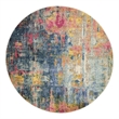 Celestial 4' x Round Blue/Yellow Modern & Contemporary Fabric Indoor Rug