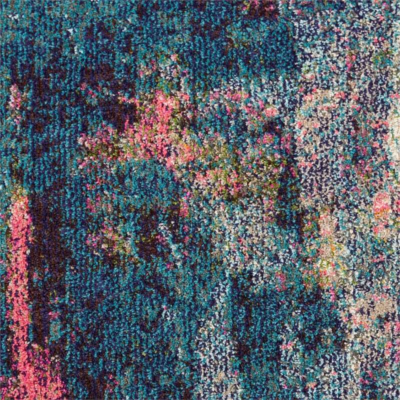 Celestial 2' x 6' Blue/Yellow Modern & Contemporary Fabric Indoor Rug