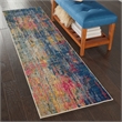 Celestial 2' x 6' Blue/Yellow Modern & Contemporary Fabric Indoor Rug