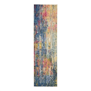 Celestial 2' x 6' Blue/Yellow Modern & Contemporary Fabric Indoor Rug