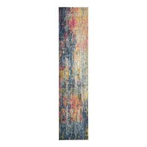Celestial 2'2&quot x 10' Blue/Yellow Modern & Contemporary Fabric Indoor Rug