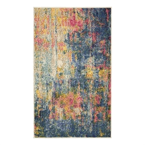 Celestial 2'2&quot x 3'9&quot Blue/Yellow Modern & Contemporary Fabric Indoor Rug