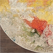 Celestial 4' x Round Ivory/Multicolor Modern & Contemporary Fabric Indoor Rug