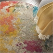 Celestial 4' x Round Ivory/Multicolor Modern & Contemporary Fabric Indoor Rug