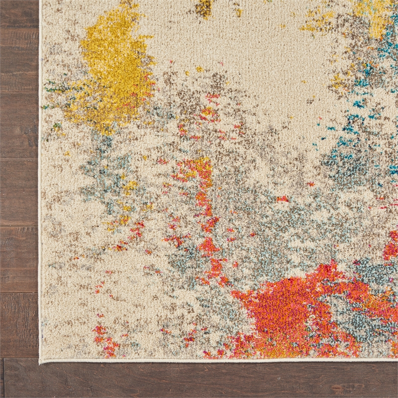 Celestial 7' x 10' Ivory/Multicolor Modern & Contemporary Fabric Indoor Rug
