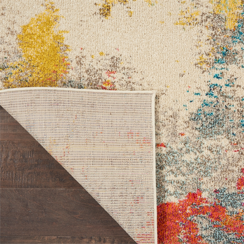 Celestial 7' x 10' Ivory/Multicolor Modern & Contemporary Fabric Indoor Rug