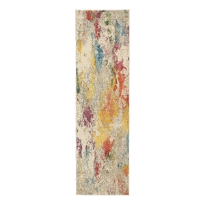 Celestial 2'2&quot x 7'6&quot Ivory/Multicolor Modern & Contemporary Fabric Indoor Rug