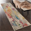 Celestial 2' x 6' Ivory/Multicolor Modern & Contemporary Fabric Indoor Rug