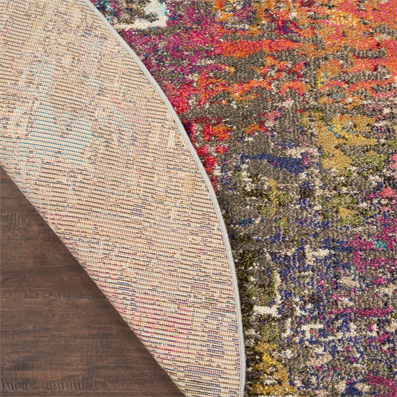 Celestial 4' x Round Sunset Modern & Contemporary Fabric Indoor Rug