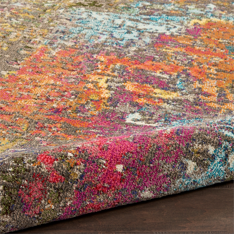 Celestial 4' x Round Sunset Modern & Contemporary Fabric Indoor Rug