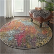 Celestial 4' x Round Sunset Modern & Contemporary Fabric Indoor Rug