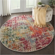 Celestial 4' x Round Pink/Multicolor Modern & Contemporary Fabric Indoor Rug