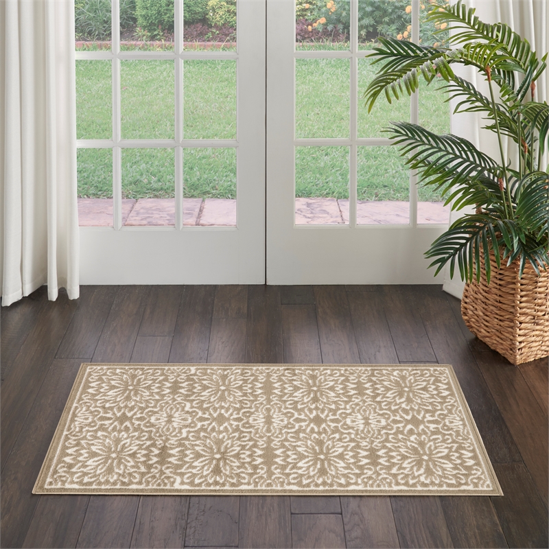 Nourison Jubilant 2' x 4' Taupe Fabric Farmhouse Area Rug (2' x 4')