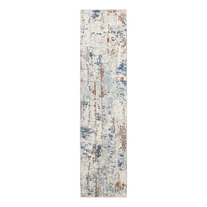 Nourison Concerto 8' Runner Beige Blue Rust Fabric Modern Area Rug (8' Runner)
