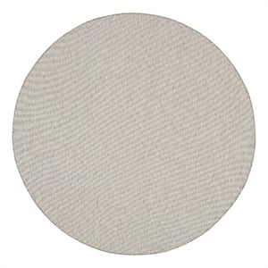 Nourison Courtyard 10' x Round Ivory Silver Fabric Modern Area Rug
