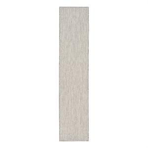 Nourison Courtyard 2'2&quot x 16' Ivory Silver Fabric Modern Area Rug