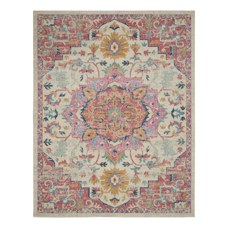 Nourison Passion 9' x 12' Ivory Pink Fabric Bohemian Area Rug (9' x 12')