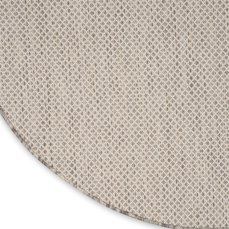 Nourison Courtyard 3' x 5' Oval Ivory Silver Fabric Modern Rug