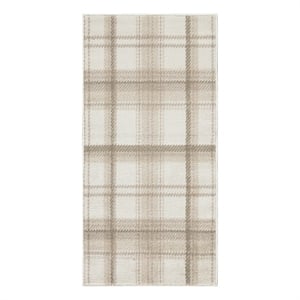 Nourison Grafix 24x48&quot Indoor Polypropylene Fabric Rug in Ivory and Beige