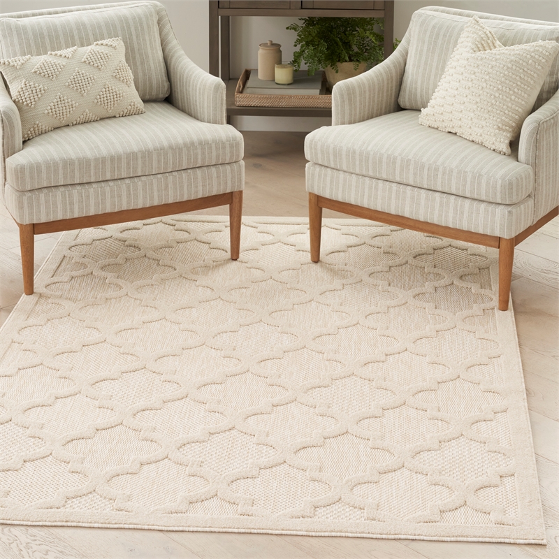 Nourison Easy Care 5' x 7' Cream Fabric Modern Area Rug (5' x 7')