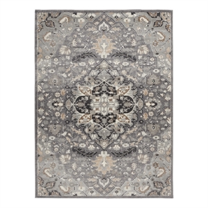 Nourison Elation 72x108&quot Indoor Geometric Traditional Fabric Rug in Gray/Beige
