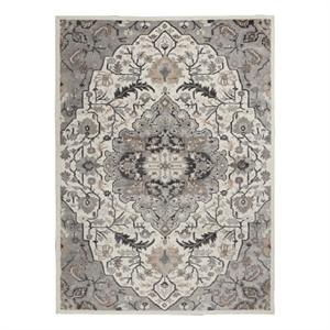 Nourison Elation 72x108&quot Indoor Geometric Traditional Fabric Rug in Gray/Ivory