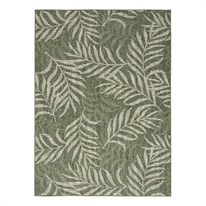 Nourison Garden Oasis 48x72&quot Outdoor Polypropylene Fabric Rug in Ivory/Green