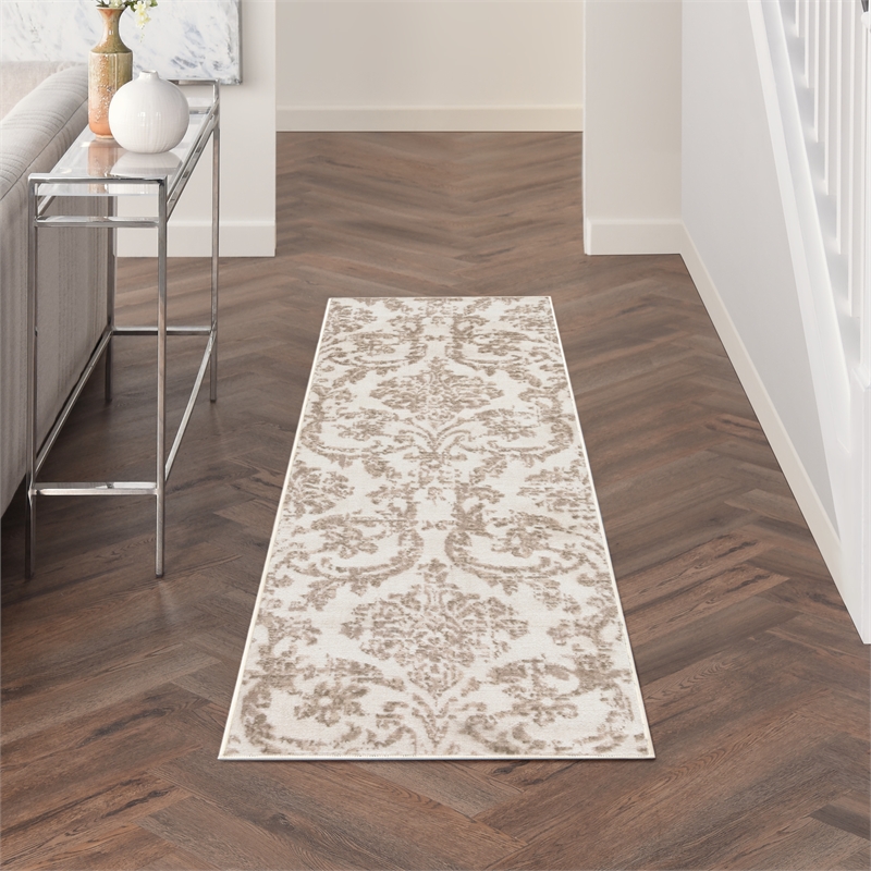Nourison Jubilant 7' Runner Ivory Beige Fabric Vintage Area Rug (7' Runner)