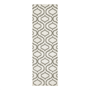 Nourison Jubilant 27x87&quot Indoor Polypropylene Fabric Rug in Ivory and Green