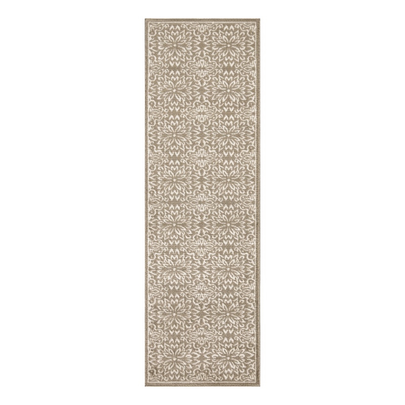 Nourison Jubilant 7' Runner Taupe Fabric Farmhouse Area Rug (7' Runner)