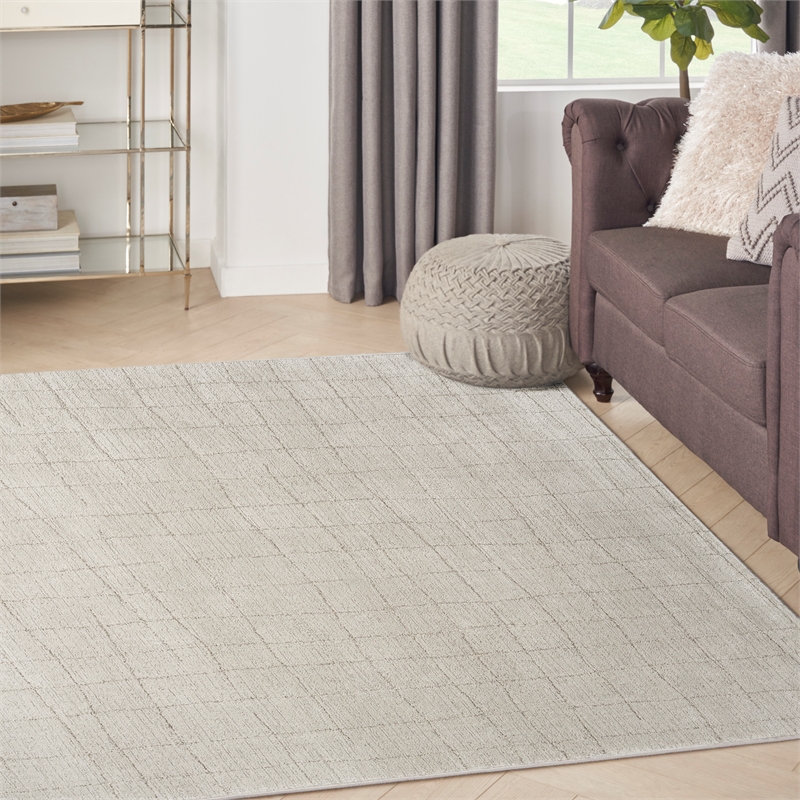 nourison santa cruz 72x108&quot indoor contemporary fabric rug in gray