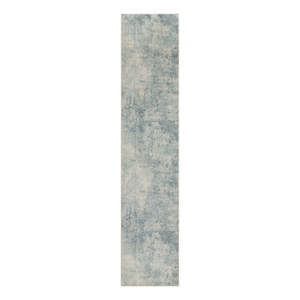 Nourison Home Astra Machine Washable 8' Runner Blue Ivory   Area Rug