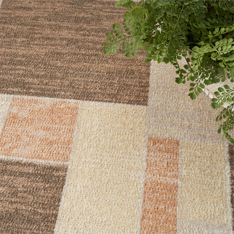 Nourison Home Astra Machine Washable 7' x 9' Beige Multicolor   Area Rug